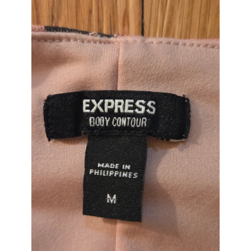 Express Bodycon Floral Ruched Mesh Sweetheart Neck Long Sleeve Top Pink Sz M - Picture 6 of 13
